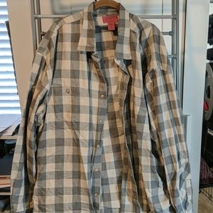 4XLT foundry Supply Company brown plaid button up